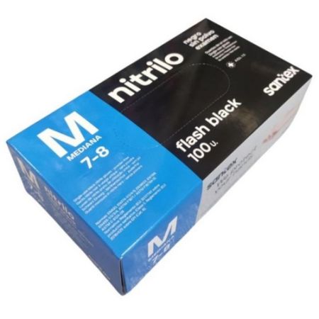 Luvas de Nitrilo Pretas s/Pó Flash Black T-M Cx 100